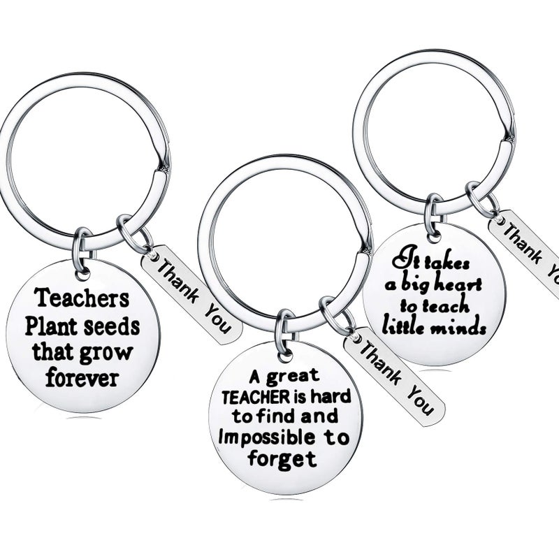 Nimteve Teacher Appreciation Gift for Women, 3PCs Teacher Keychain Set, Jewelry Gift for Teachers, Birthday Gift for Teacher Gifts From Students (3PCs Mixed #2) - Image 1